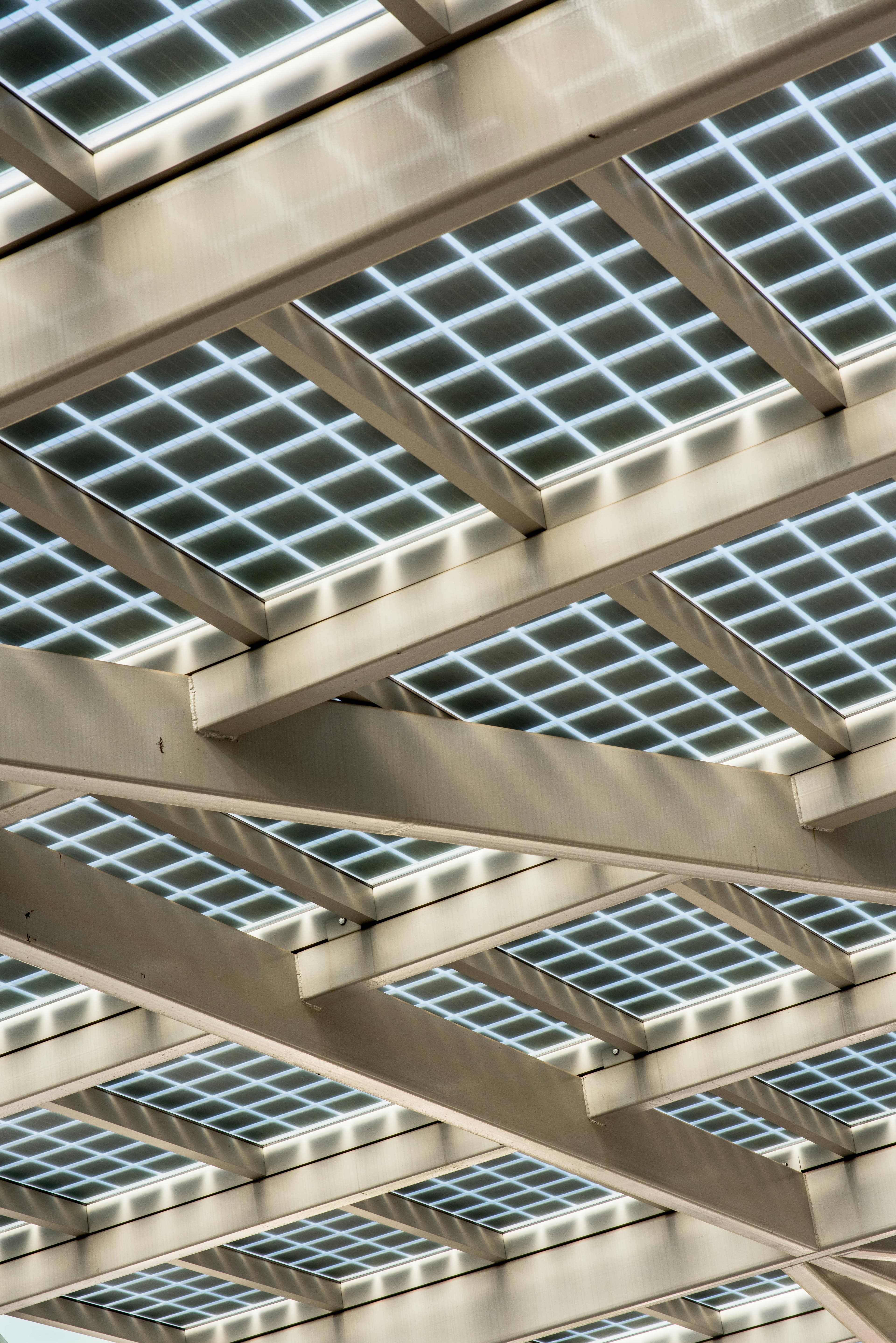 Solar carport installation over commercial car park